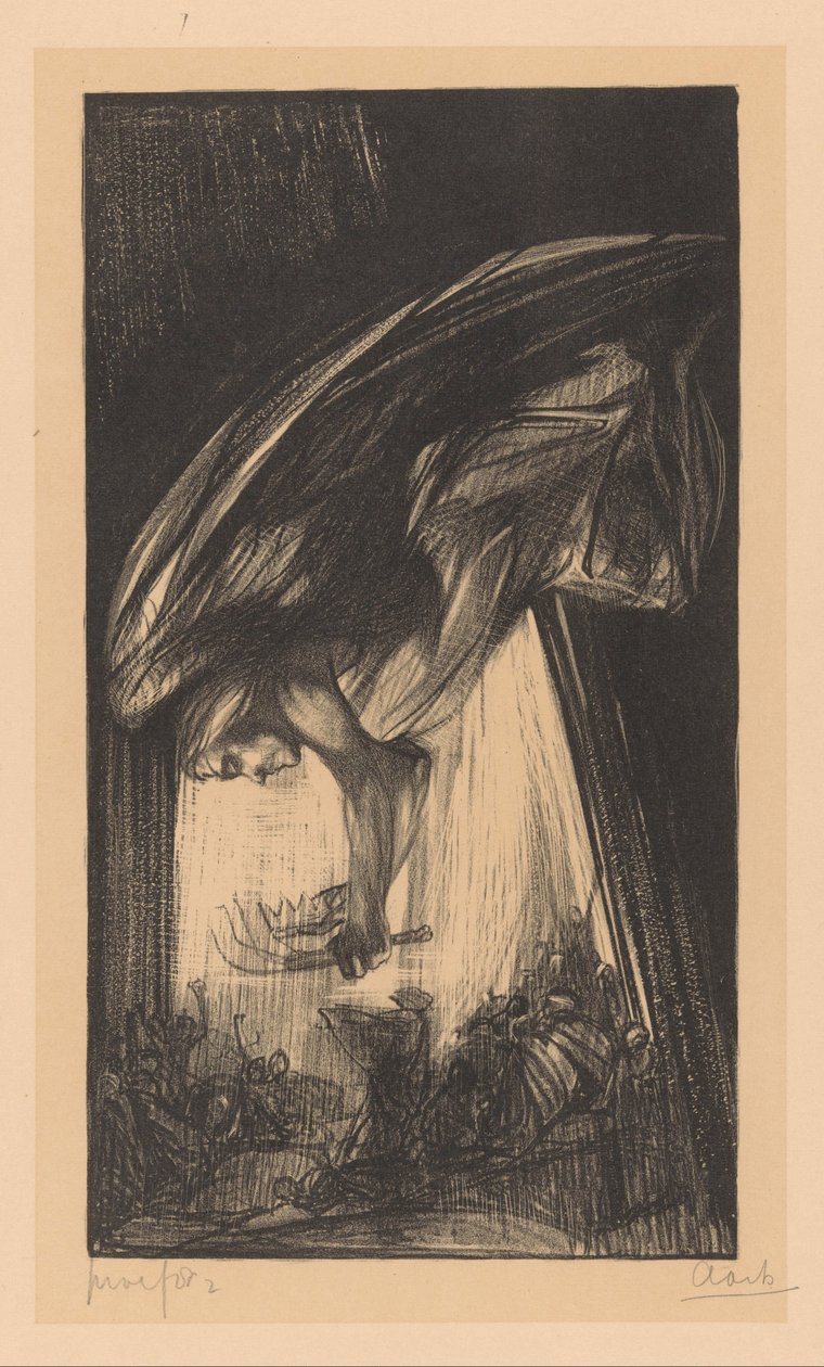 Anděl nad davem lidí od Johannes Josephus Aarts (signed by artist)