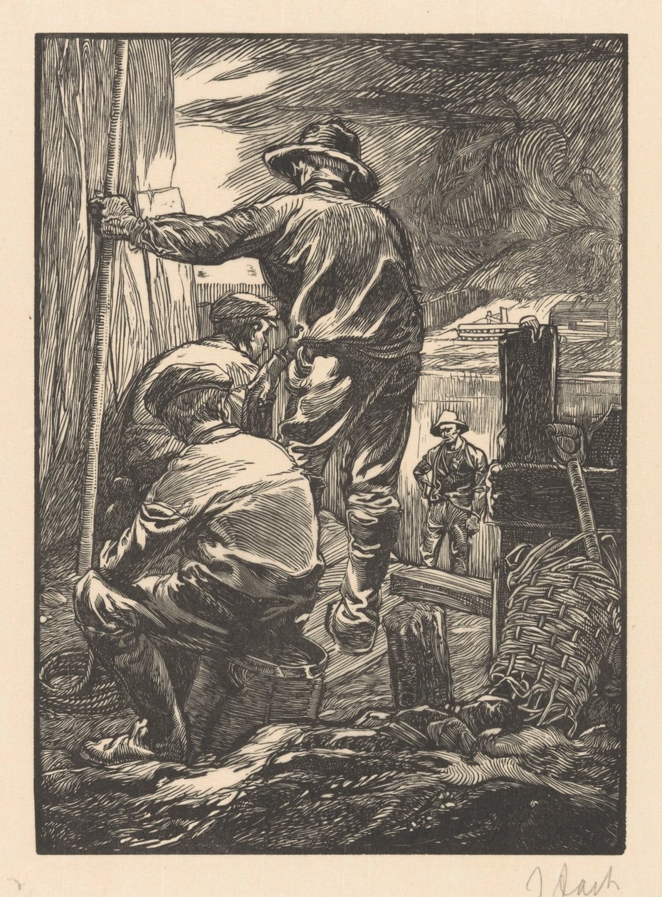 Čtyři dělníci u vody od Johannes Josephus Aarts (signed by artist)