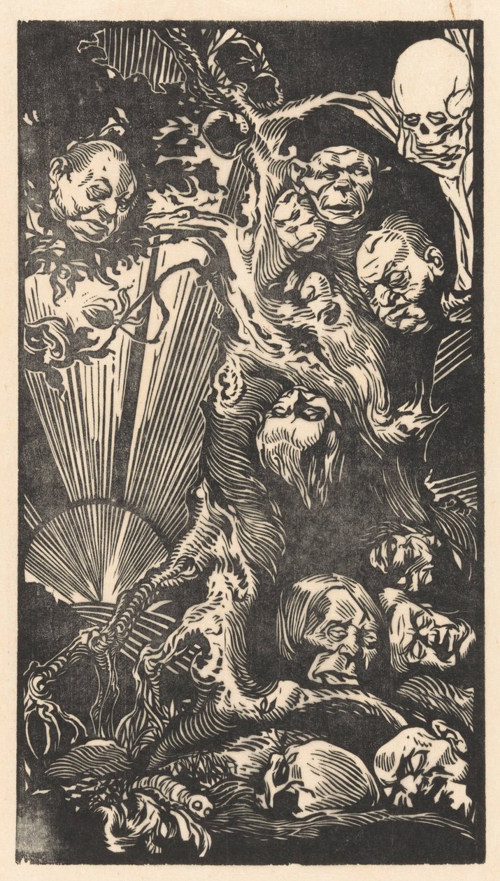 Strom s fantastickými hlavami od Johannes Josephus Aarts