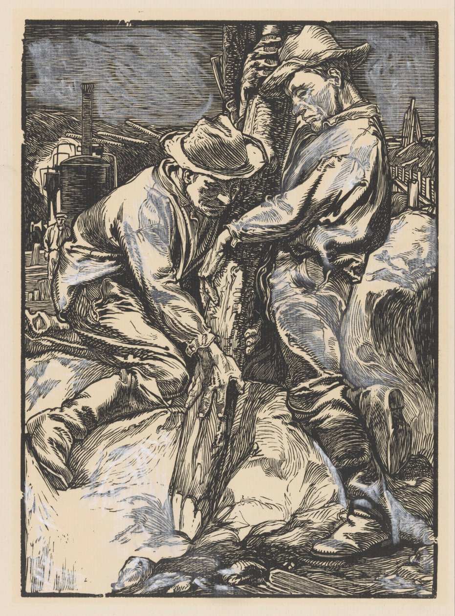 Stavební dělníci zaneprázdněni beraněním od Johannes Josephus Aarts
