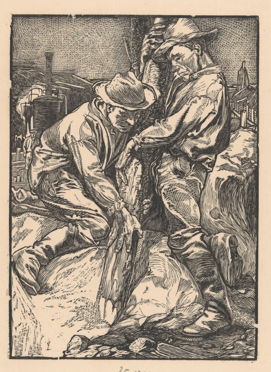 Stavební dělníci zaneprázdněni beraněním od Johannes Josephus Aarts