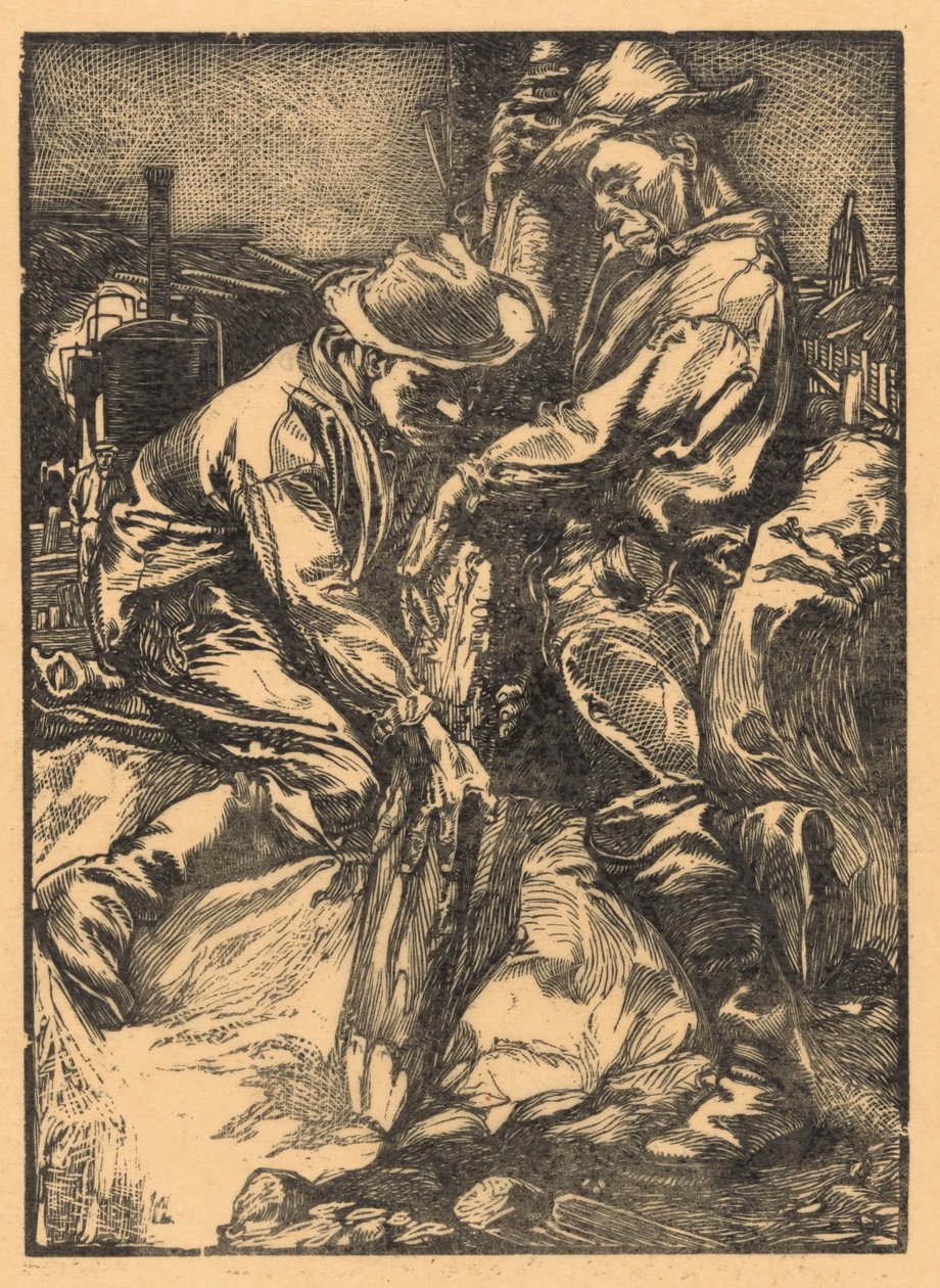 Stavební dělníci zaneprázdněni beraněním od Johannes Josephus Aarts