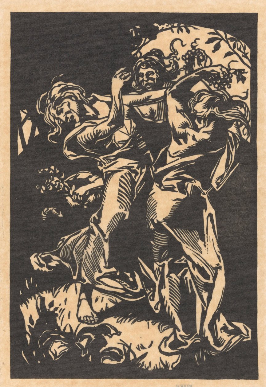 Tančící ženy s hrozny a satyr od Johannes Josephus Aarts