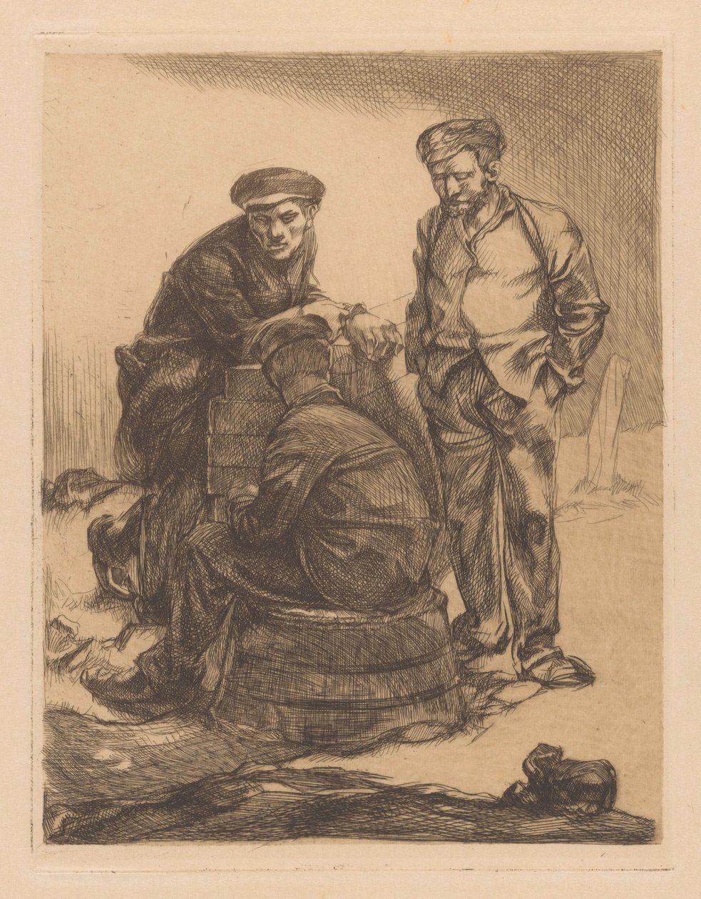 Tři pracovníci s čepicí od Johannes Josephus Aarts