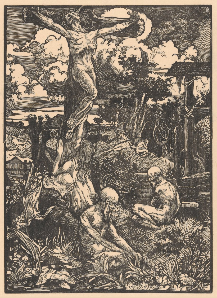 Ukřižovaný muž v kopcovité krajině od Johannes Josephus Aarts