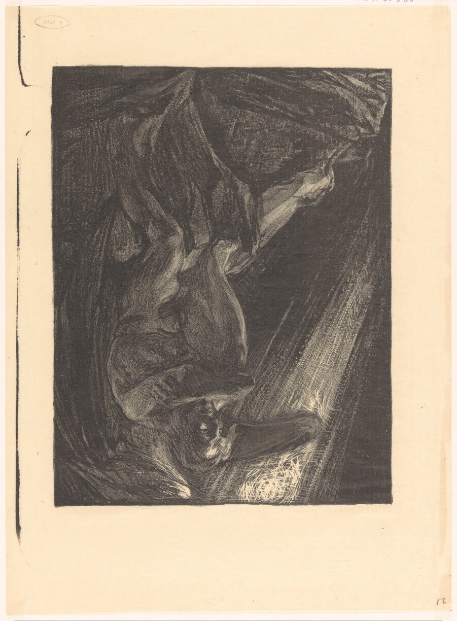Padlý anděl sedí na skále od Johannes Josephus Aarts