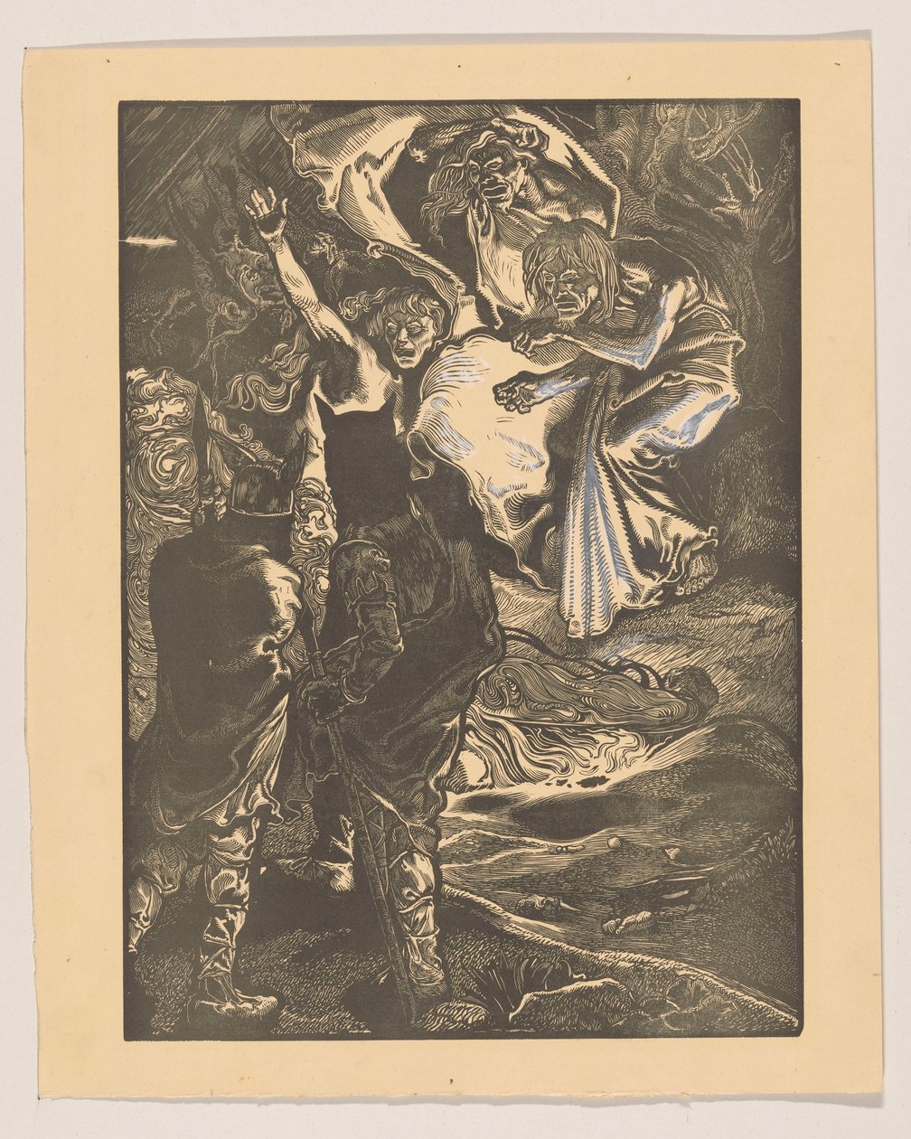 Macbeth a Banquo se setkají se třemi čarodějnicemi od Johannes Josephus Aarts