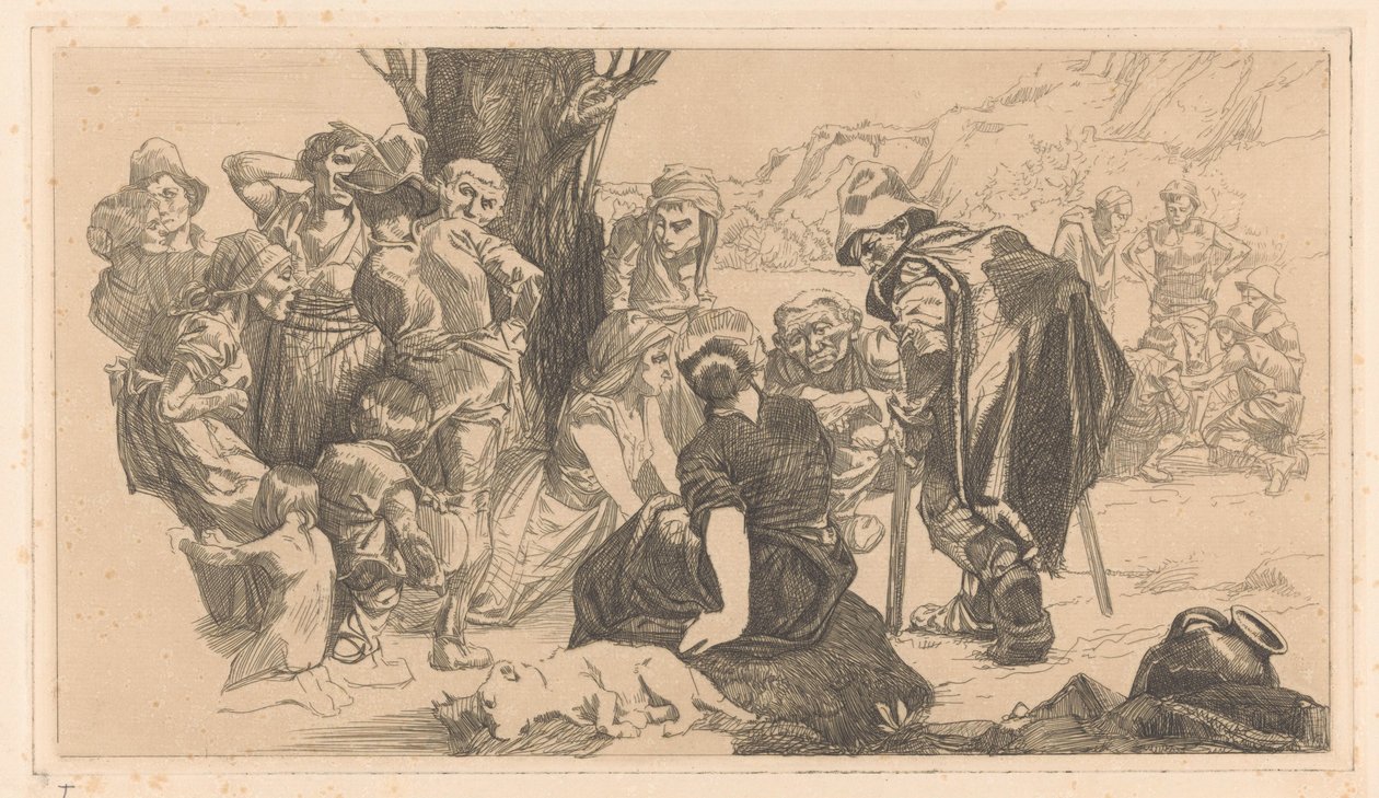 Muži, ženy a děti u stromu od Johannes Josephus Aarts