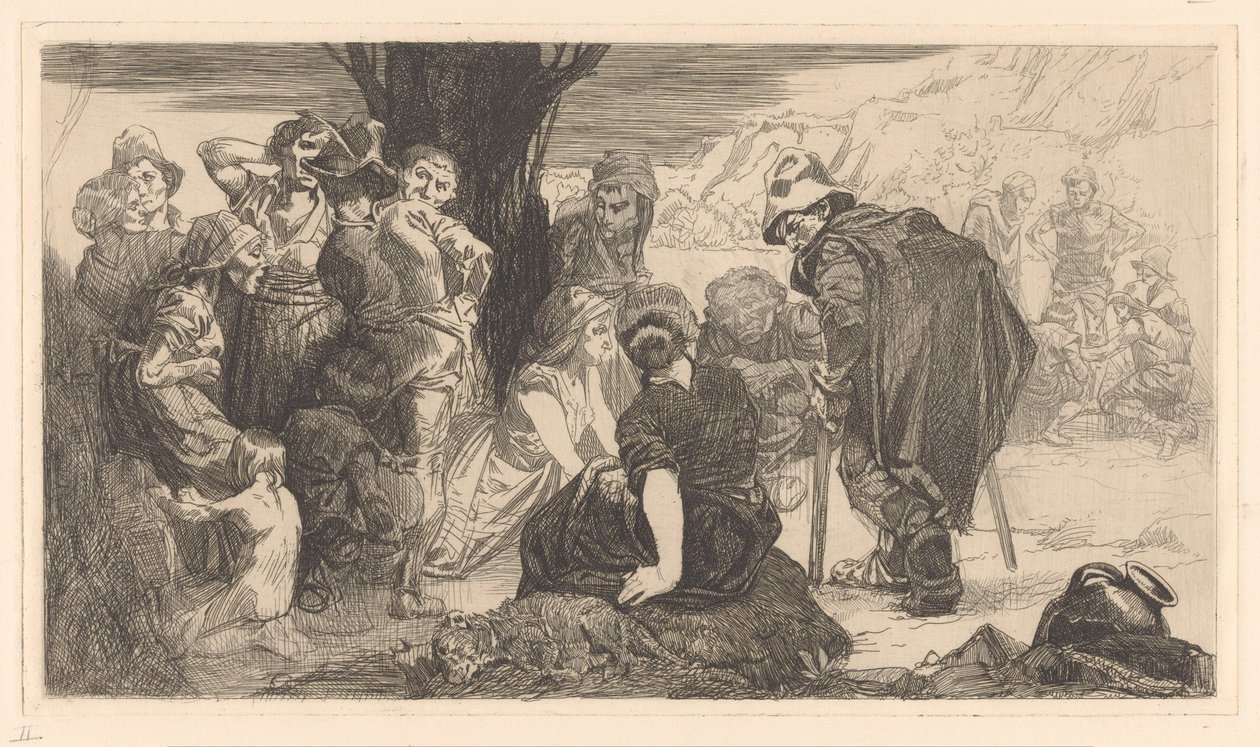 Muži, ženy a děti u stromu od Johannes Josephus Aarts