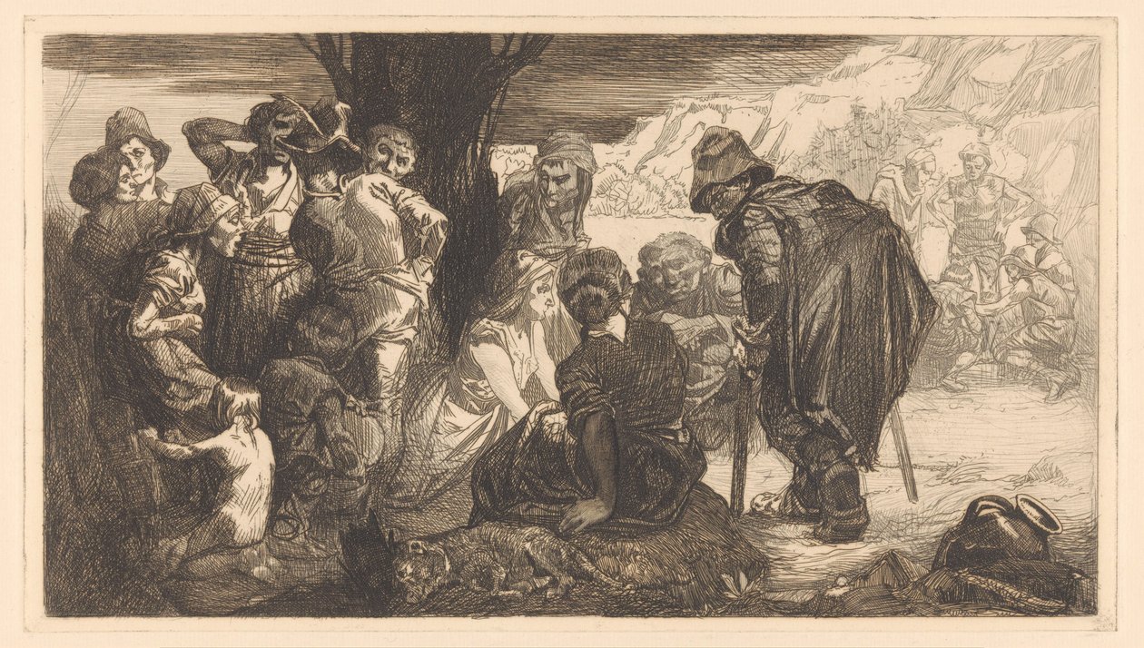 Muži, ženy a děti u stromu od Johannes Josephus Aarts