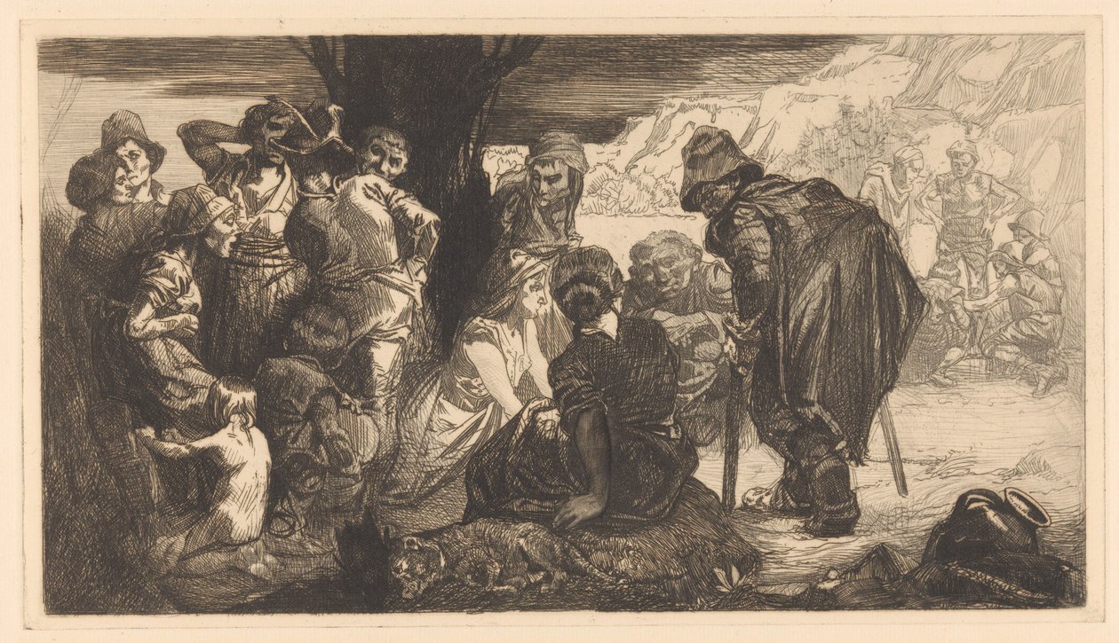 Muži, ženy a děti u stromu od Johannes Josephus Aarts