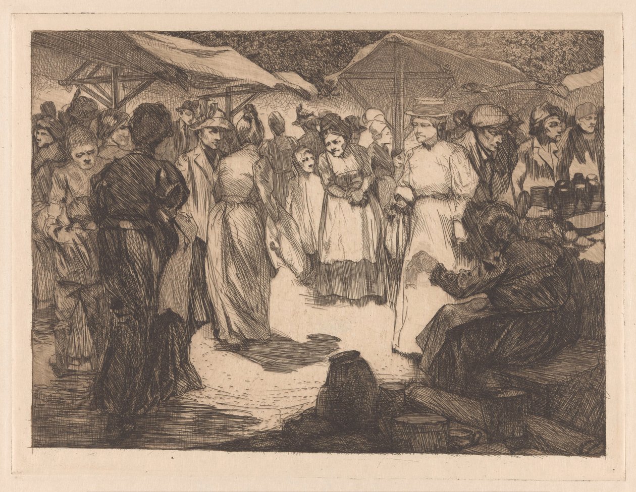 Tržní scéna s muži a ženami od Johannes Josephus Aarts