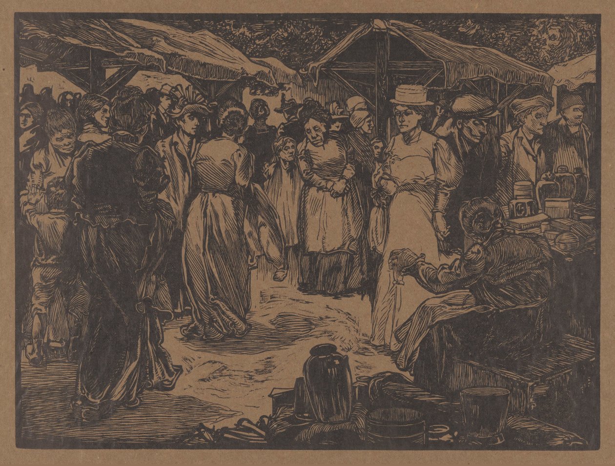 Tržní scéna s muži a ženami od Johannes Josephus Aarts