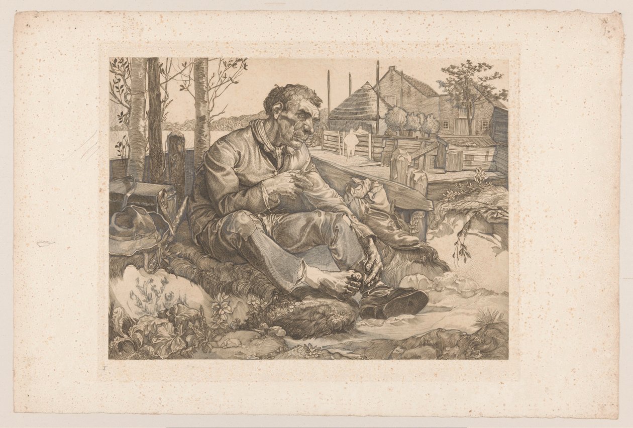 Odpočívající muž na farmě od Johannes Josephus Aarts