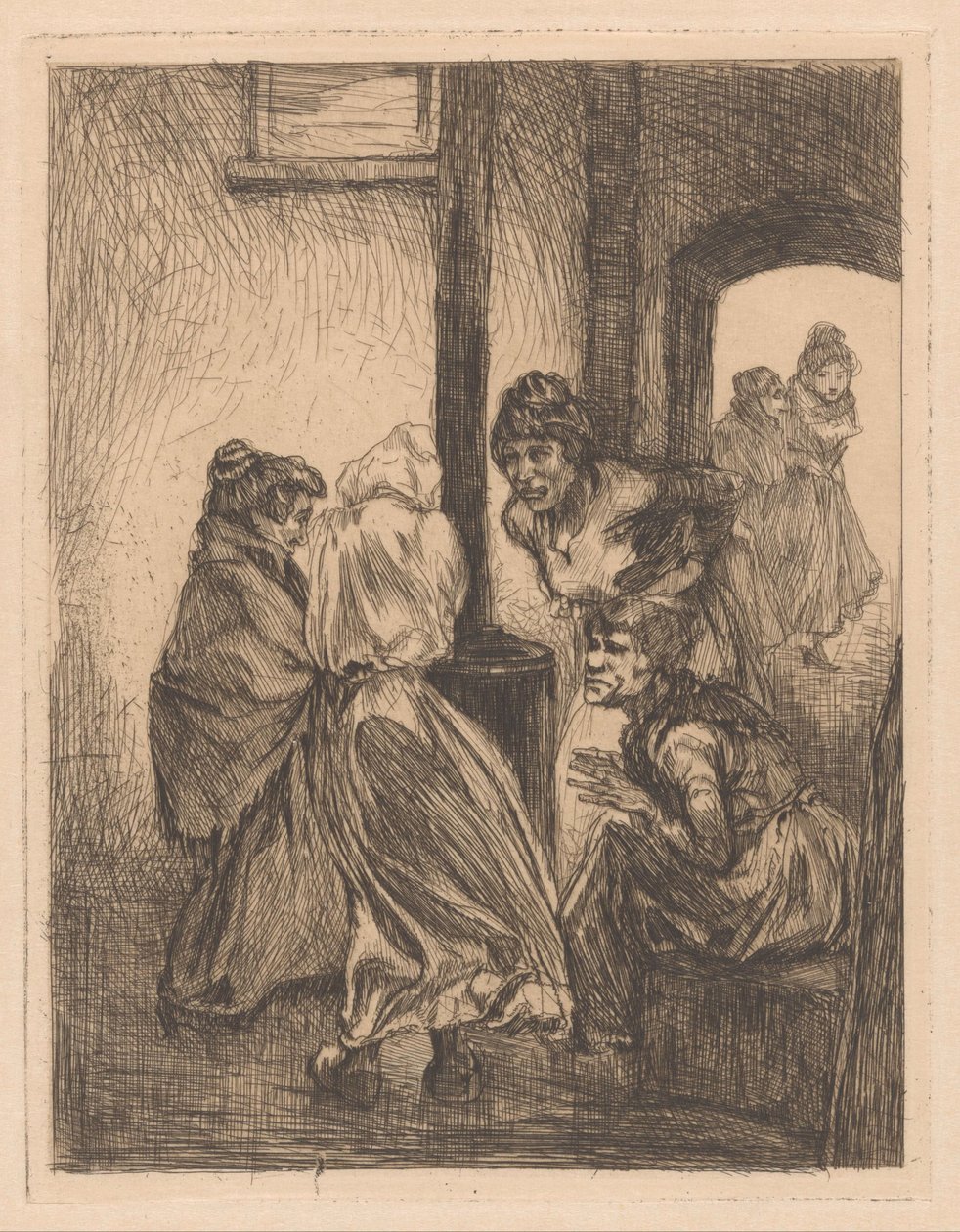 Čtyři ženy se choulily kolem kamen od Johannes Josephus Aarts