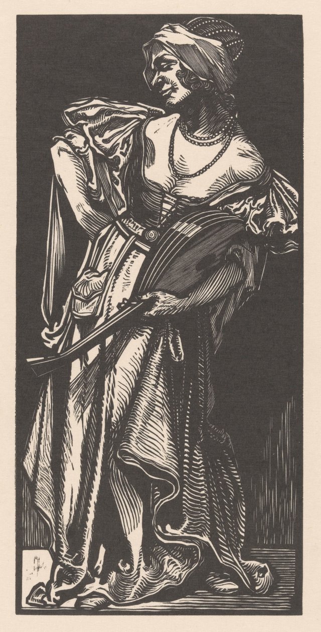 Žena s loutnou od Johannes Josephus Aarts