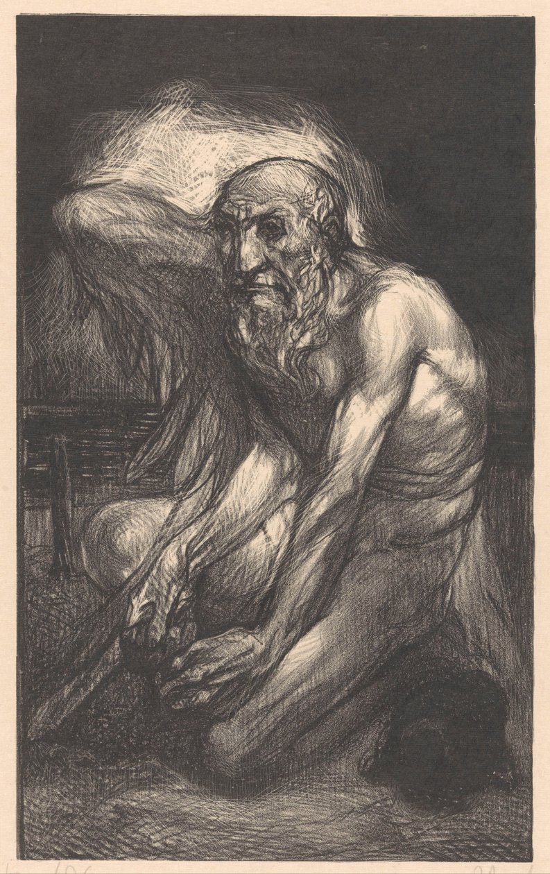 Sedící vousatý muž s křídly od Johannes Josephus Aarts