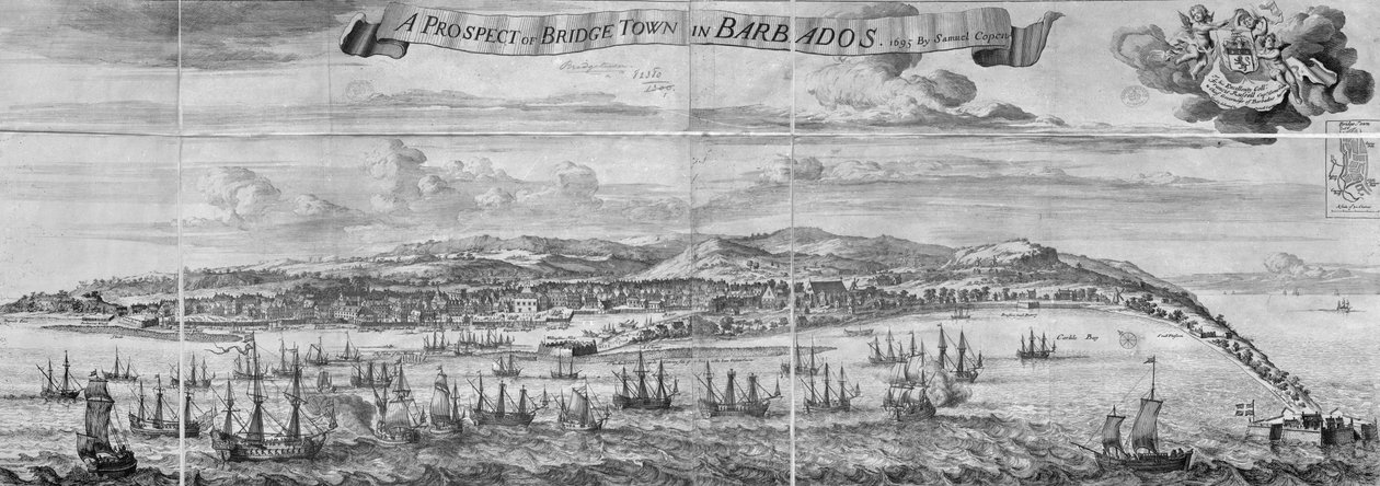 Vyhlídka na Bridge Town na Barbadosu od Johannes Kip