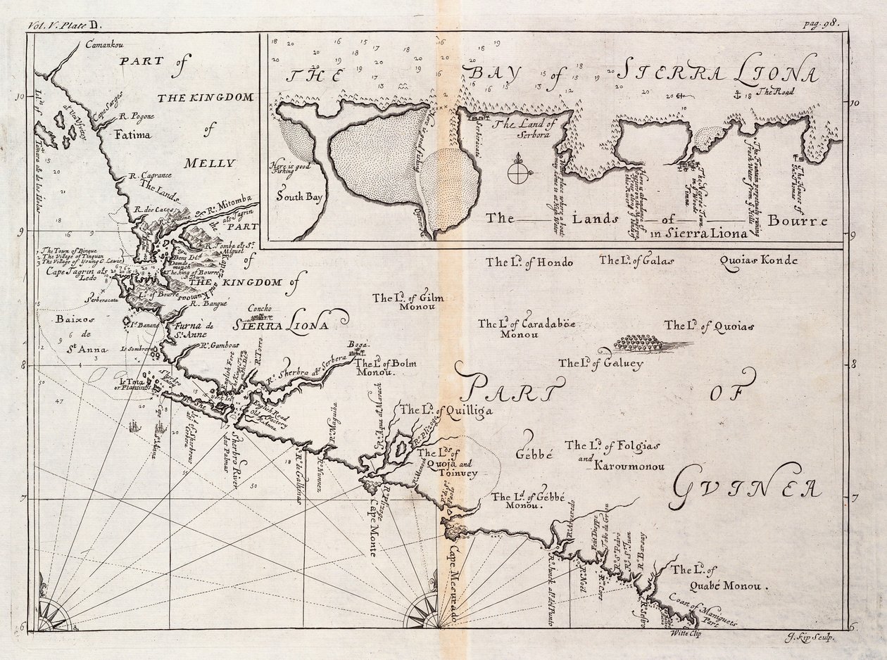 Mapa Sierra Leone, Afrika od Johannes Kip