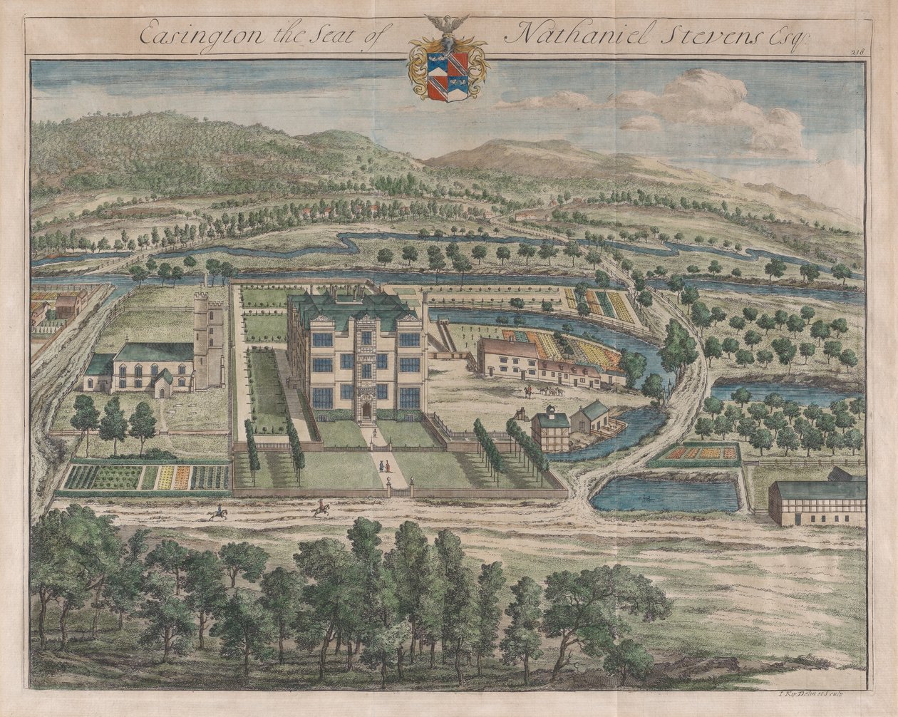 Easington, Sídlo Nathaniela Stevense, [1712] znovu vydáno 1768. od Johannes Kip