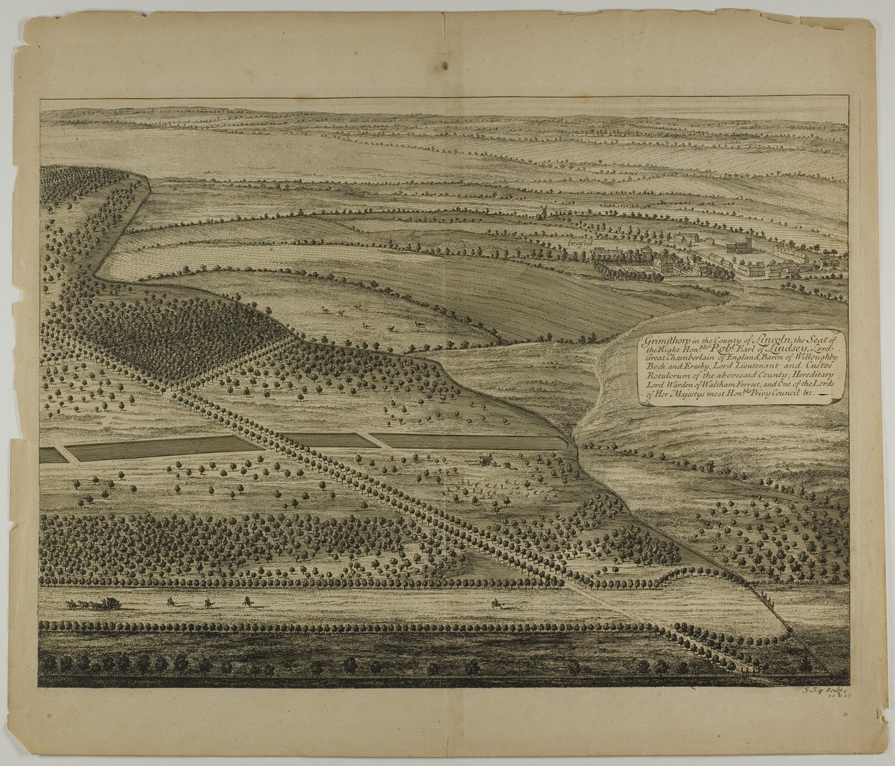 Grimthorp in the County of Lincoln, deska 23 z Britannia Illustrata od Johannes Kip