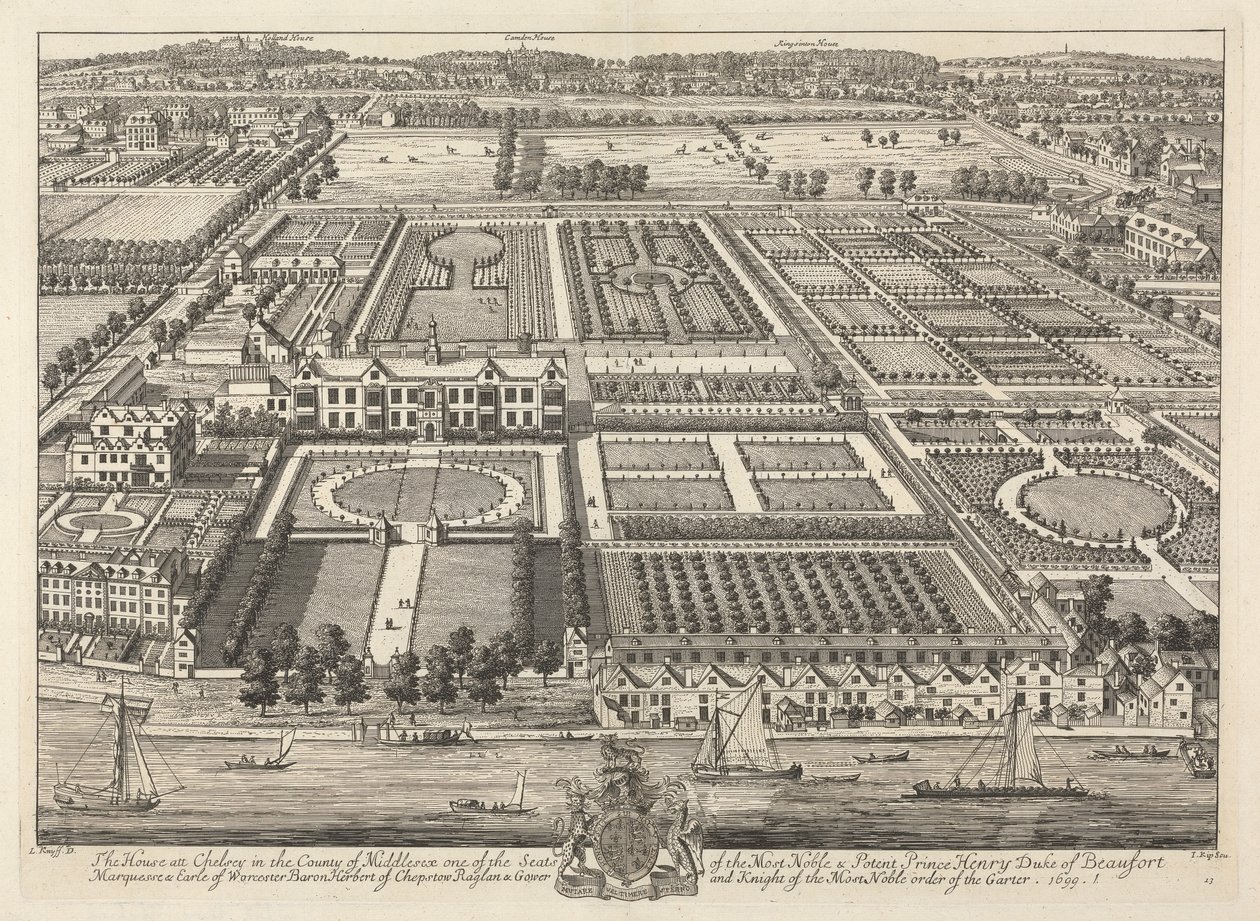 Pohled na Beaufort House a Chelsea 1699 od Johannes Kip