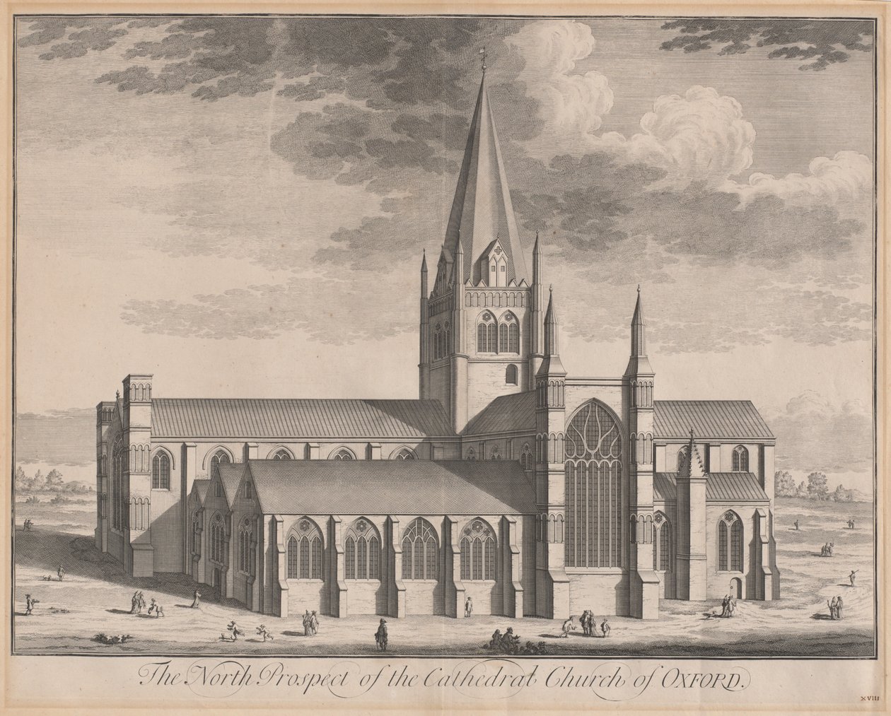 Severní prospekt katedrály v Oxfordu od Johannes Kip, after Leendert Knijff