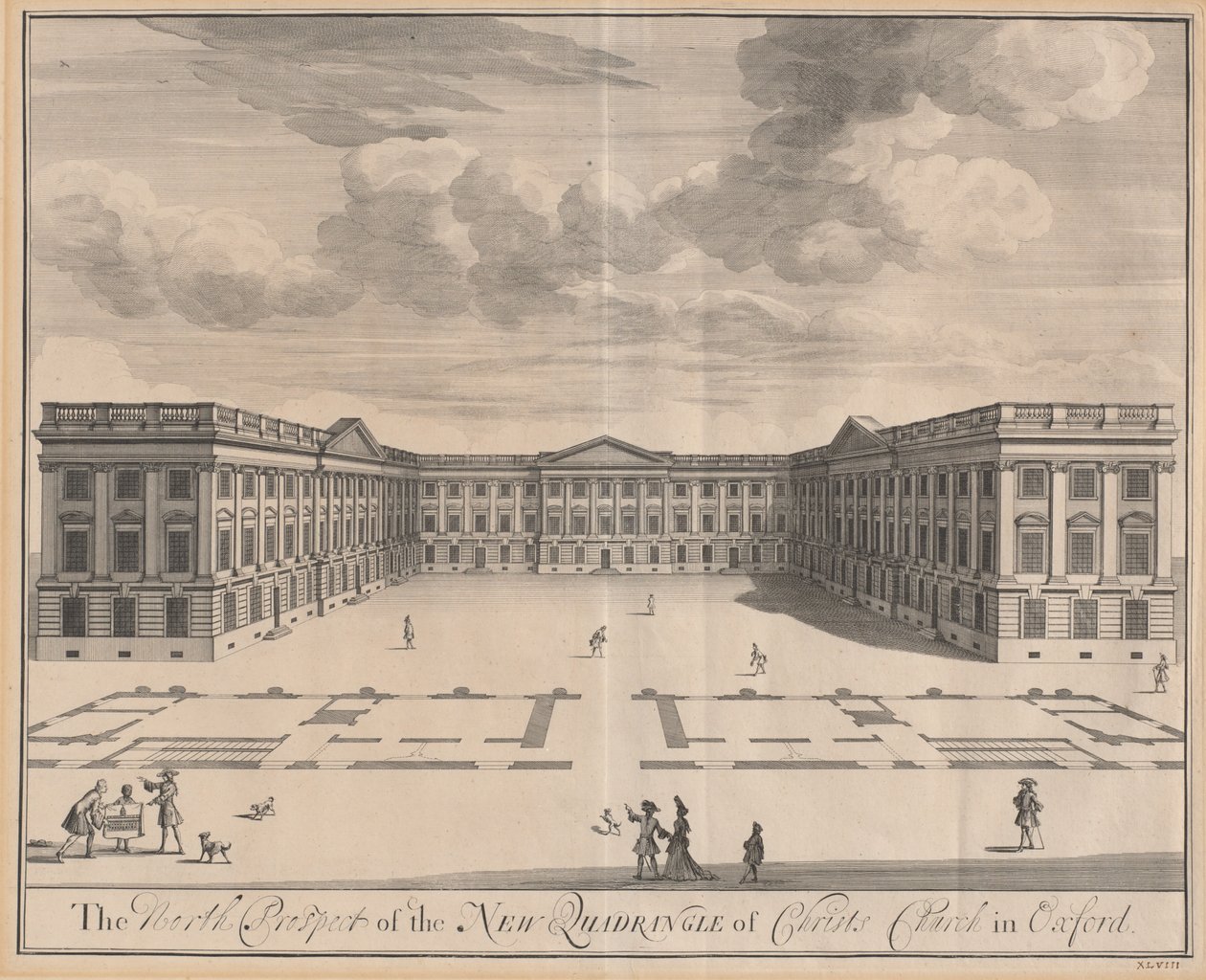 The North Prospect of the New Quadrangle of Christ Church v Oxfordu od Johannes Kip after Leendert Knijff