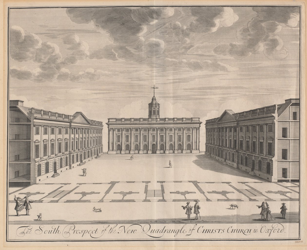 South Prospect of the New Quadrangle of Christ Church v Oxfordu od Johannes Kip after Leendert Knijff