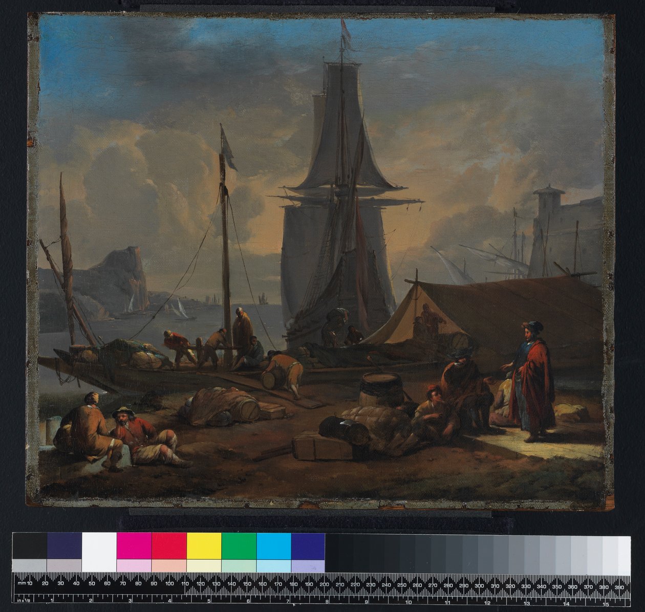 Přístavní scéna, před rokem 1674 od Johannes Lingelbach