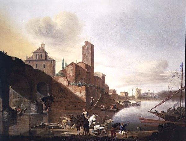 Pohled na Ponte Molle v Římě od Johannes Lingelbach