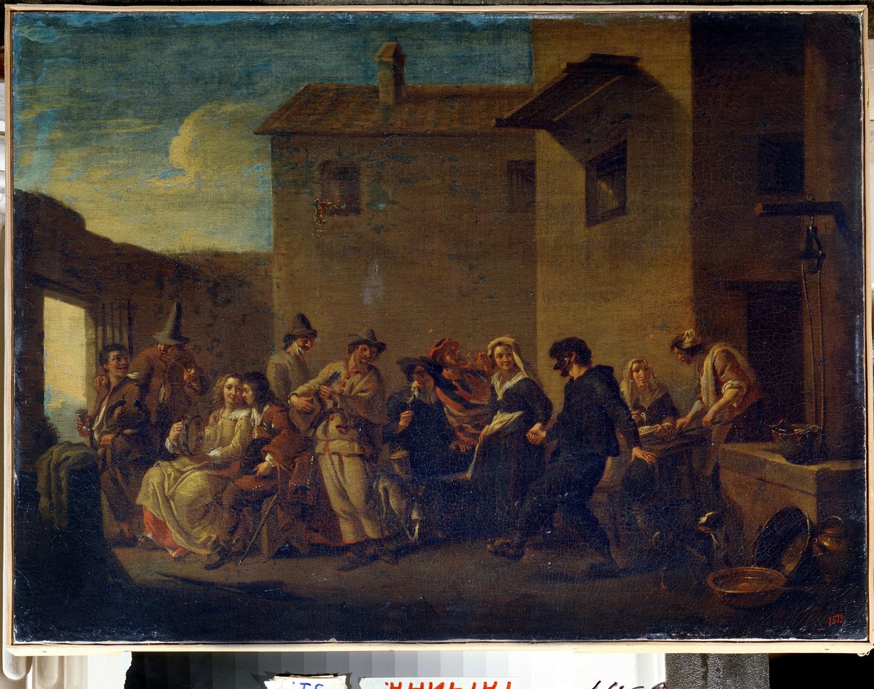 Karneval v Benátkách (Karneval v Benátkách). Obraz Johannes Lingelbach od Johannes Lingelbach