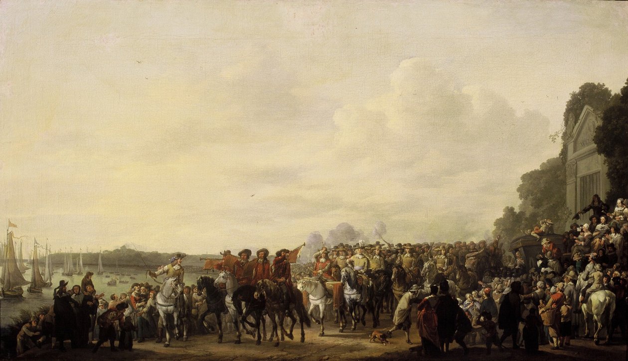 Zastavení Karla II na panství Wema na Rotte na své cestě z Rotterdamu do Haagu, 25. května 1660 od Johannes Lingelbach