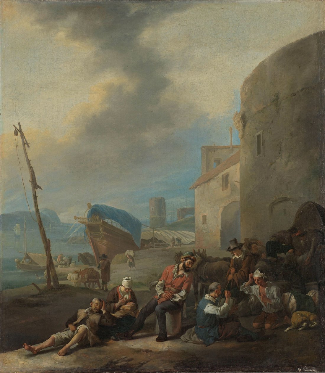 italský přístav od Johannes Lingelbach