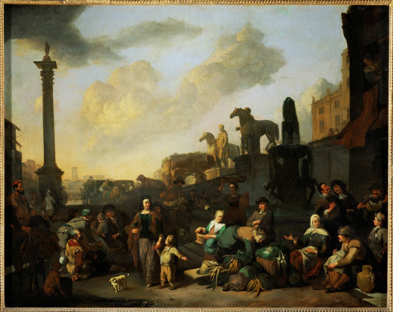 Le marche aux herbes a Rome - Trh s bylinkami v Římě... od Johannes Lingelbach