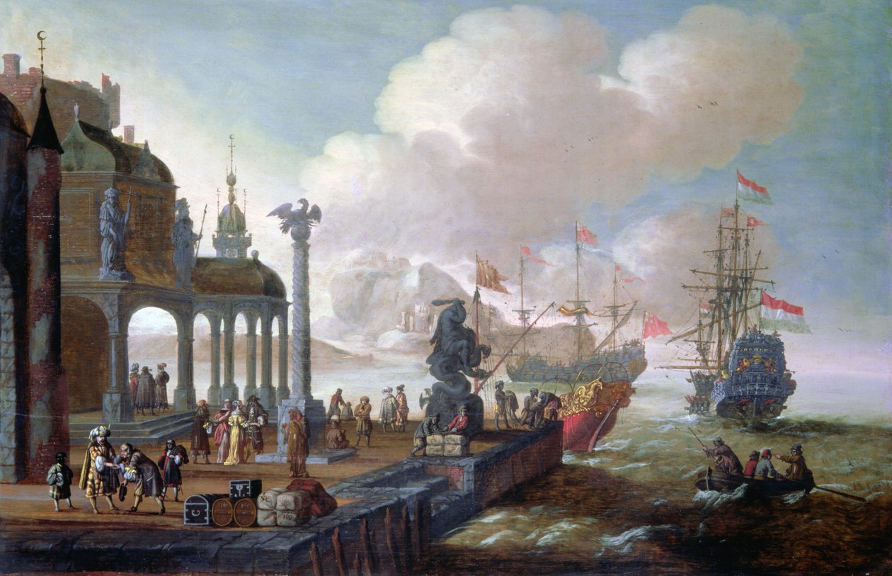 Středomořská přístavní scéna od Johannes Lingelbach
