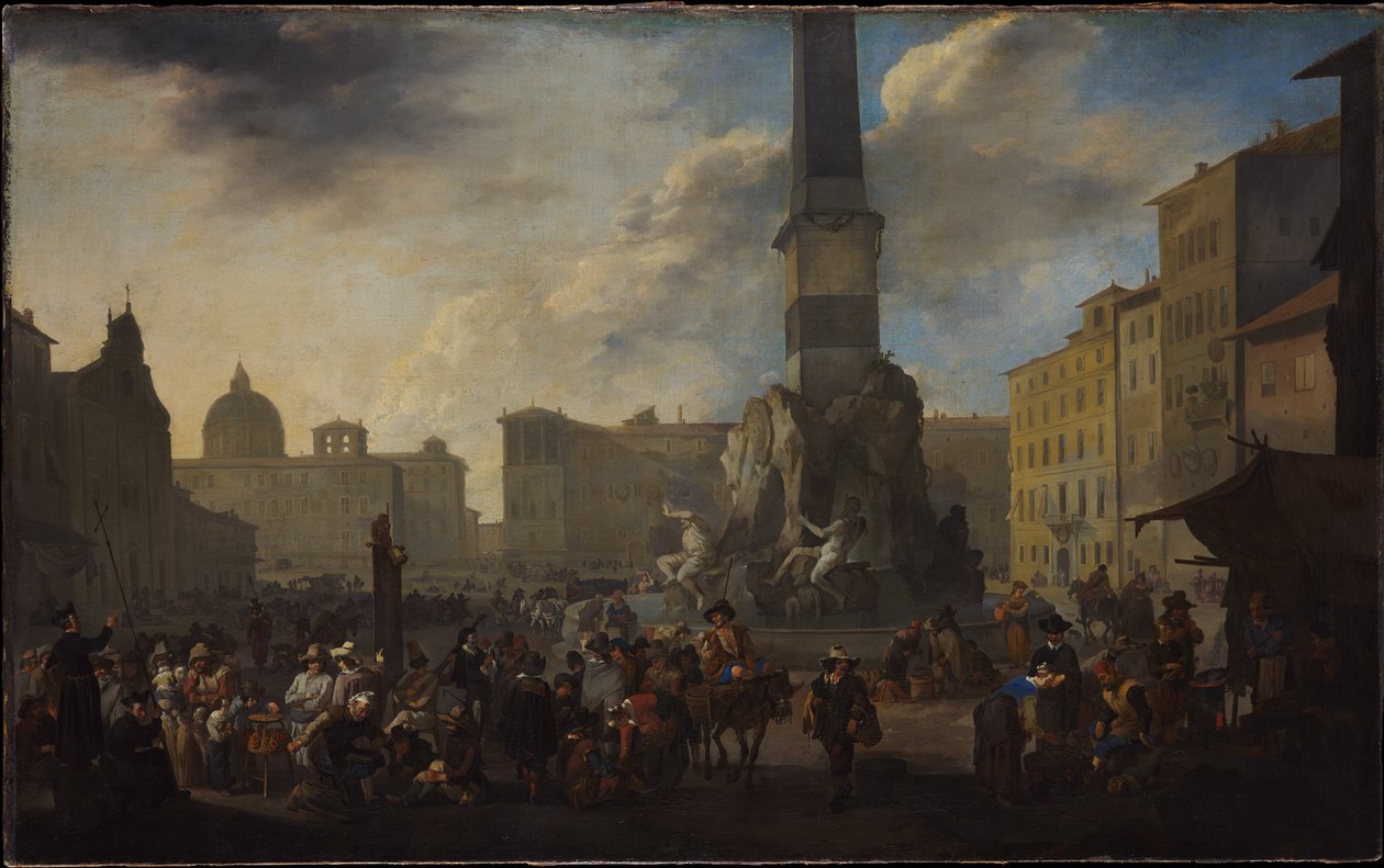 Římská tržní scéna na Piazza Navona od Johannes Lingelbach