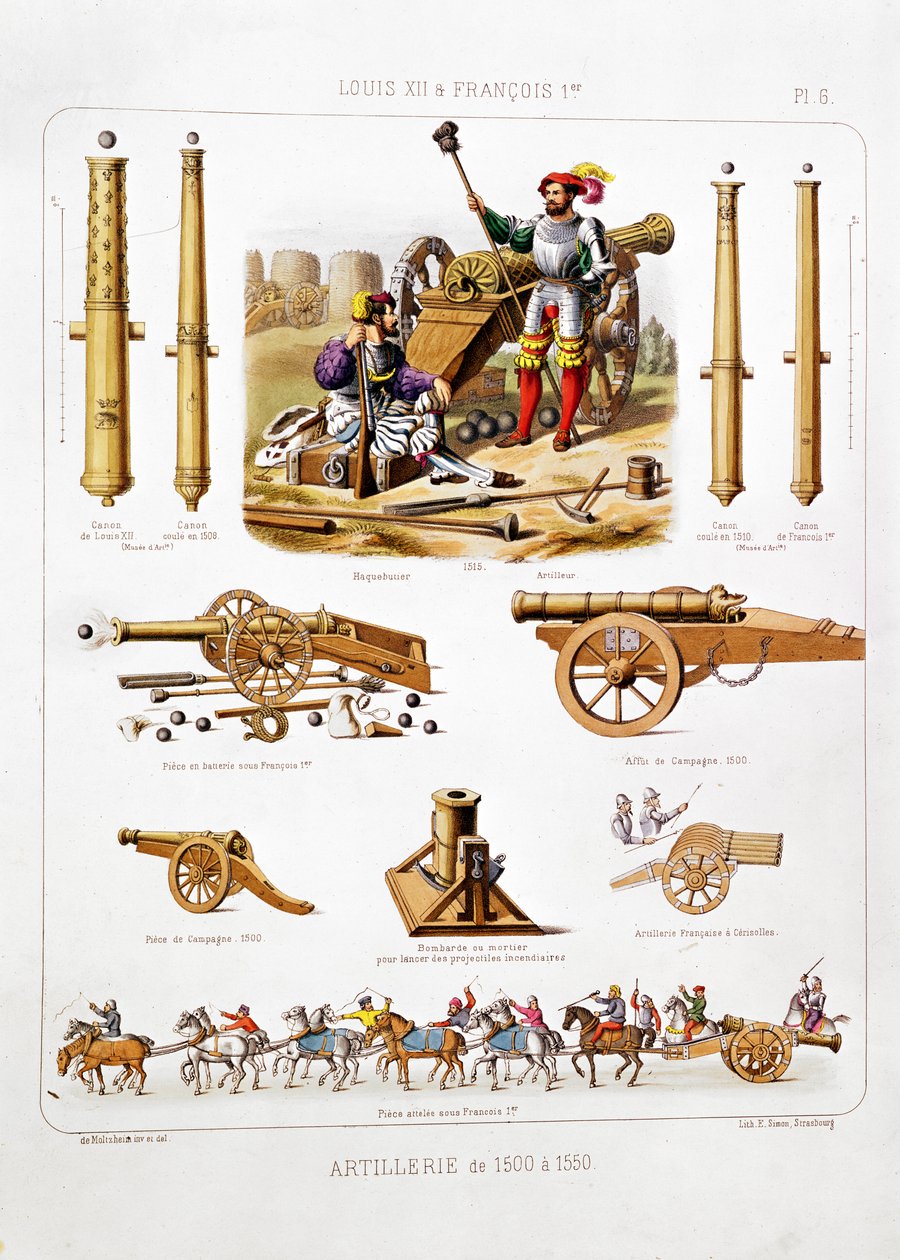 Francouzské dělostřelectvo mezi 1500-50, z 