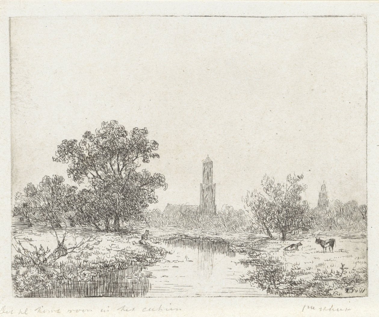 Pohled na Utrecht (?) od Johannes Pieter van Wisselingh