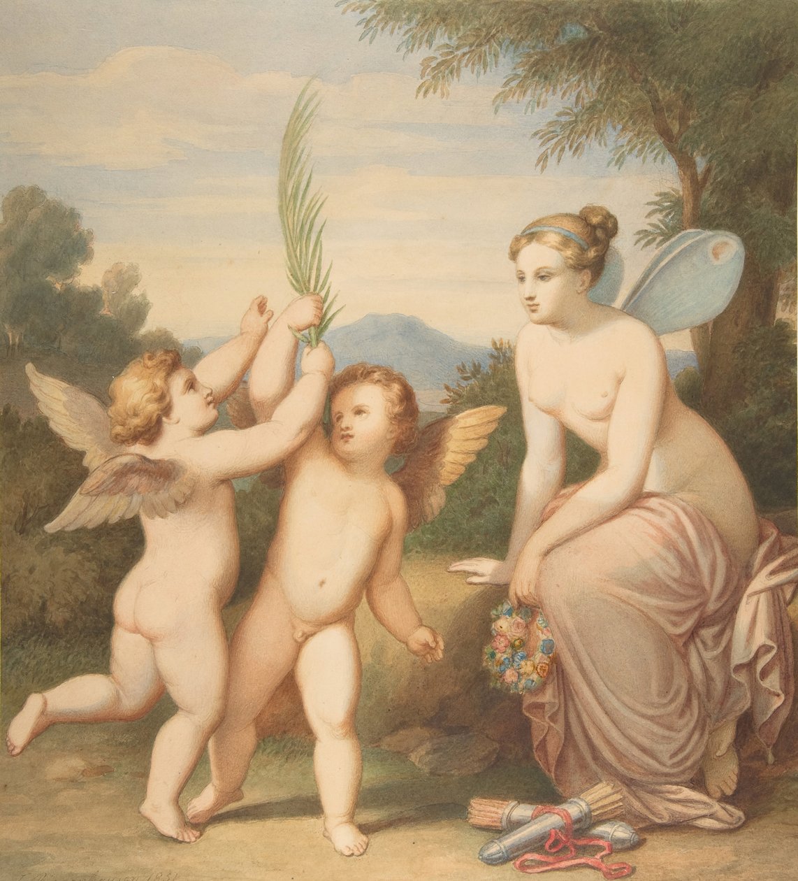 Eros a Anteros s pohledem psychiky na ně, 1810-60. od Johannes Riepenhausen