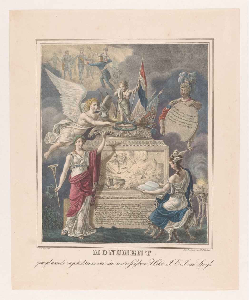 Alegorický pohřební pomník pro Jana Carela Josephus van Speijk Památník věnovaný památce nesmrtelného hrdiny J.C.J. van Speijk (název na objektu) od Johannes Steyn