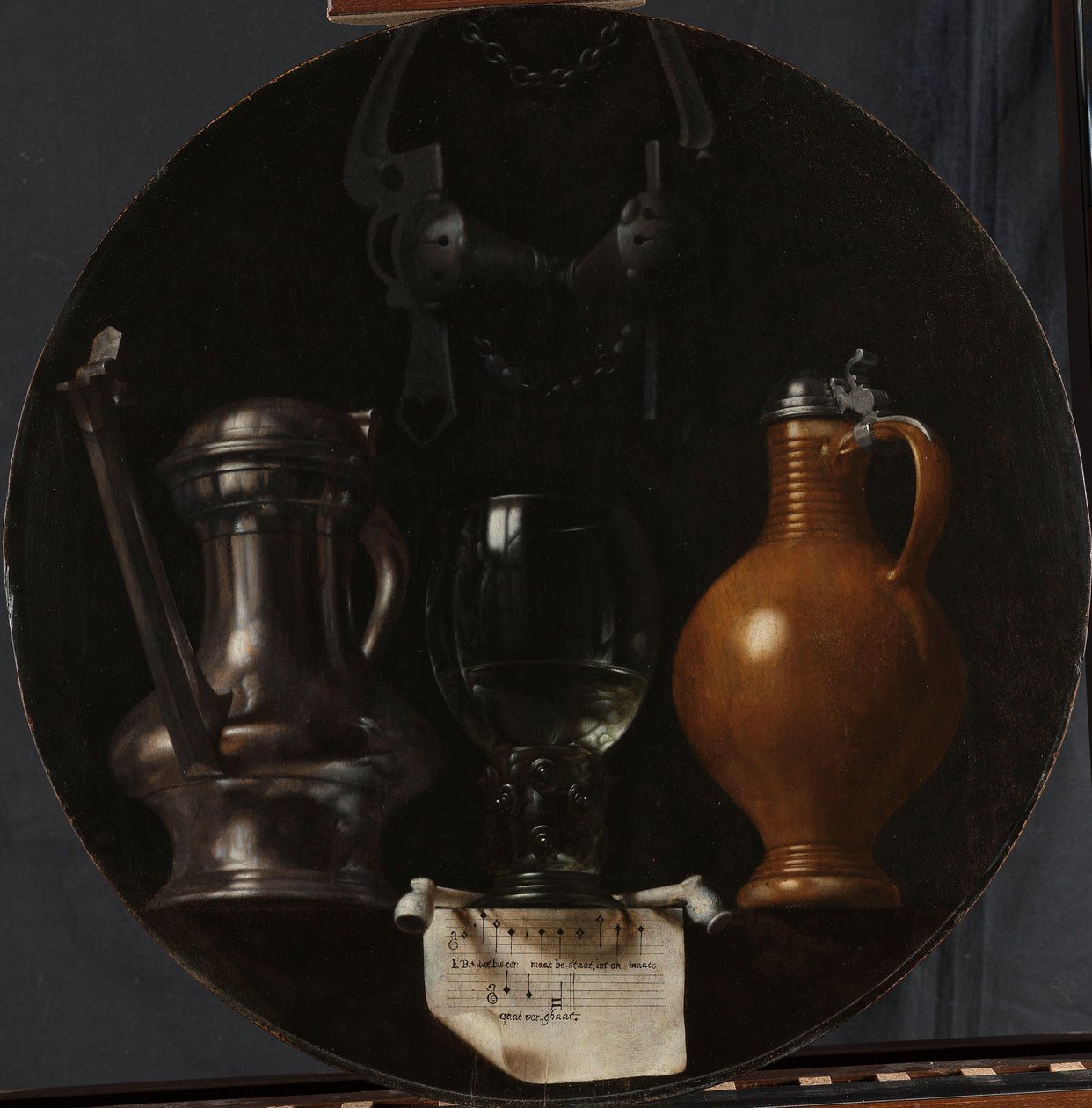 Emblematické zátiší s vlajkou, sklem, džbánem a uzdou Symbolické zátiší s praporem, sklem, džbánem a uzdou od Johannes Torrentius