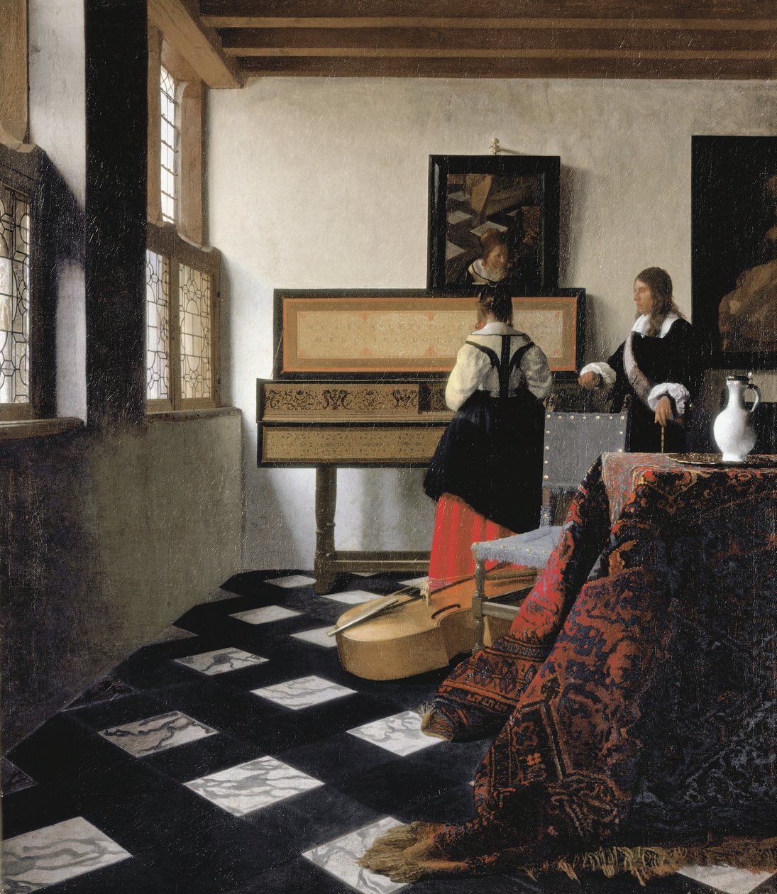 Dáma u panny s gentlemanem, "Lekce hudby od Johannes Vermeer