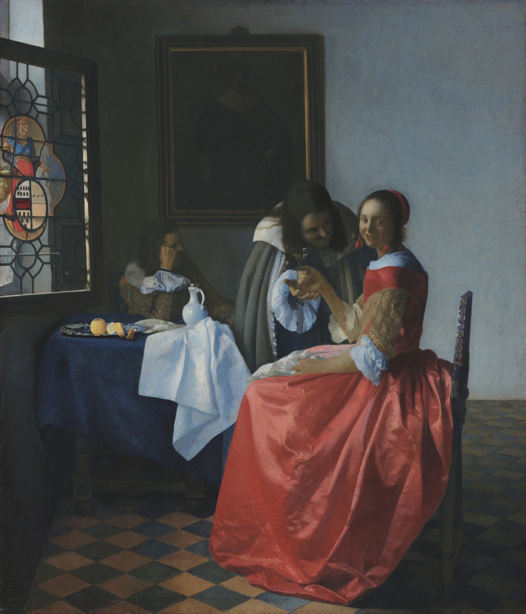 Mladá žena se sklenicí vína od Johannes Vermeer