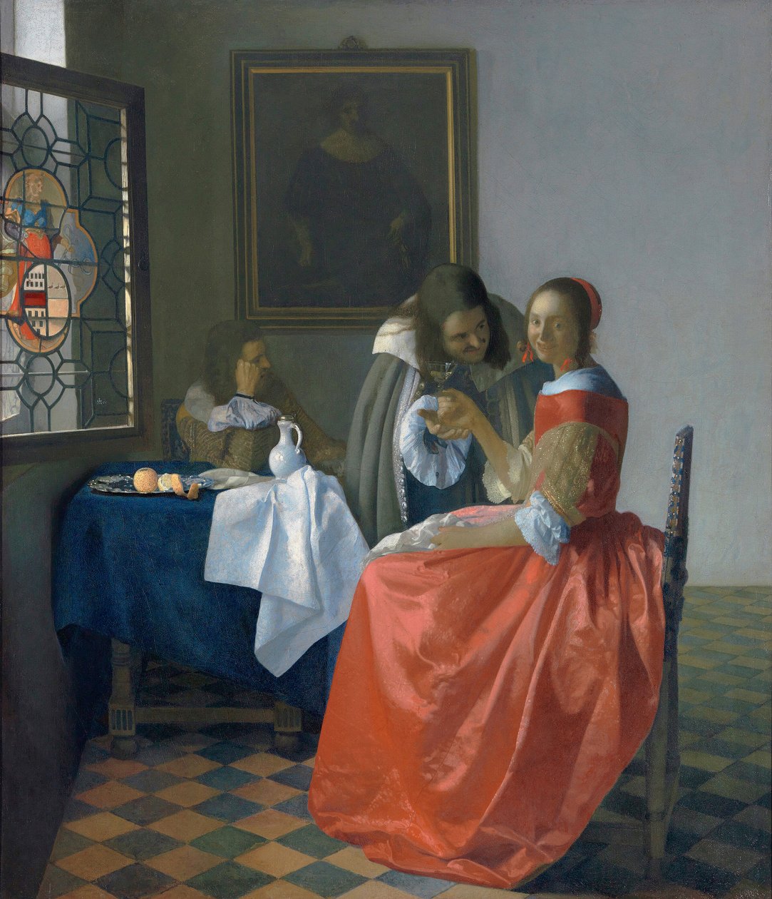 Mladá žena se sklenicí vína od Johannes Vermeer