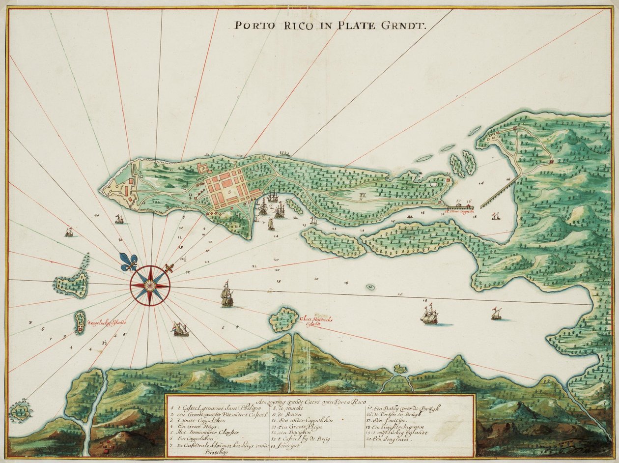 Mapa Portorika od Johannes Vingboons