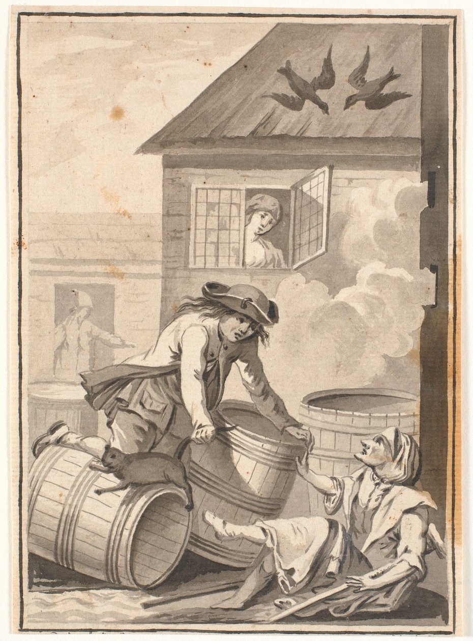 Jens Blok a Gunild. Ilustrace pro Ludvig Holberg: Peder Paars 1772. (2. kniha, 3. píseň) od Johannes Wiedewelt