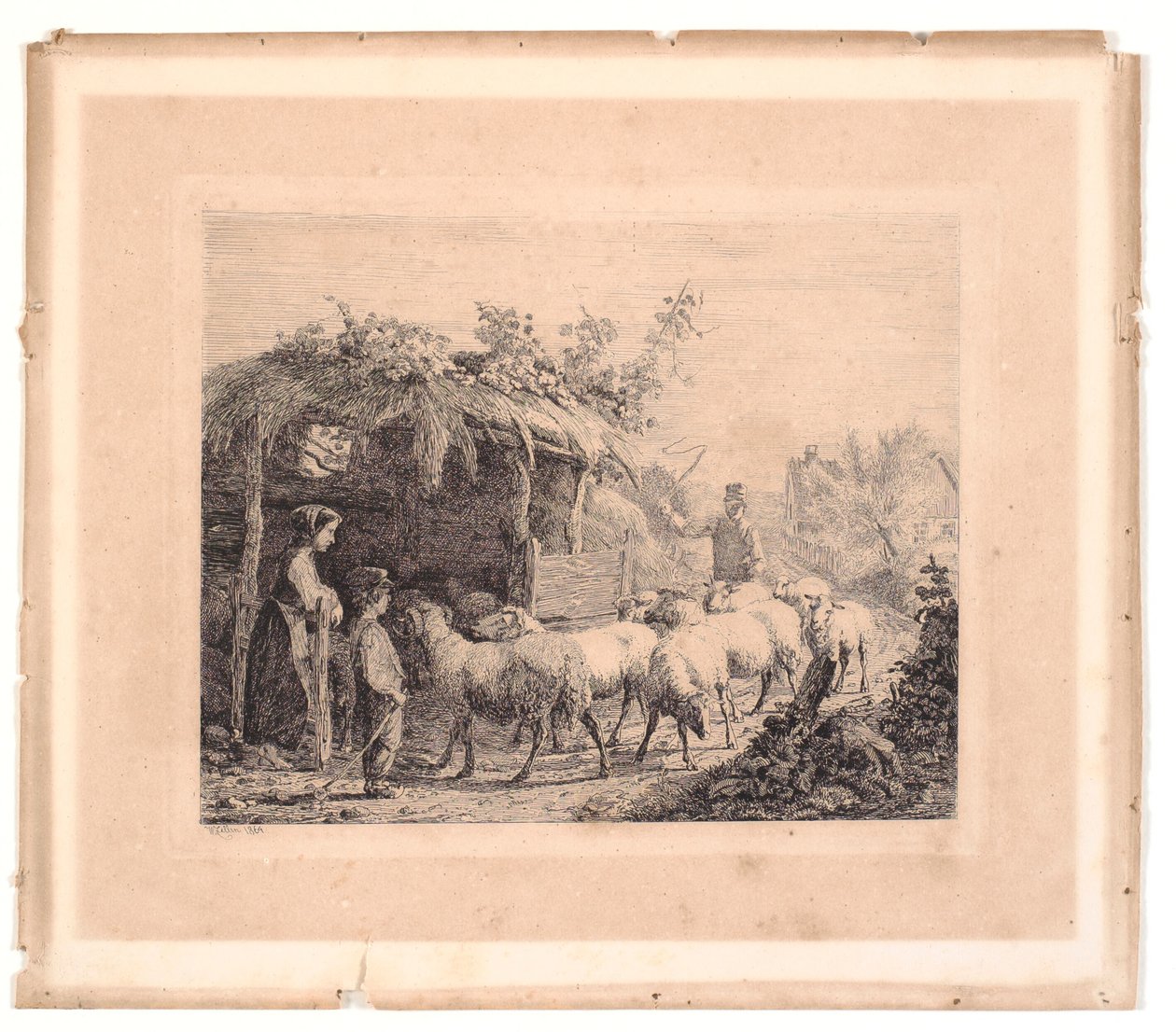Stádo ovcí je zahnáno do stodoly od Johannes Wilhelm Zillen