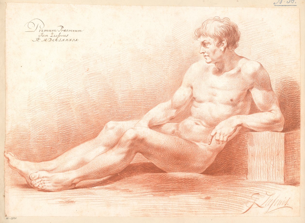 Sedící mužský akt, boční pohled (1. cena 1789) od Johannes Ziesenis