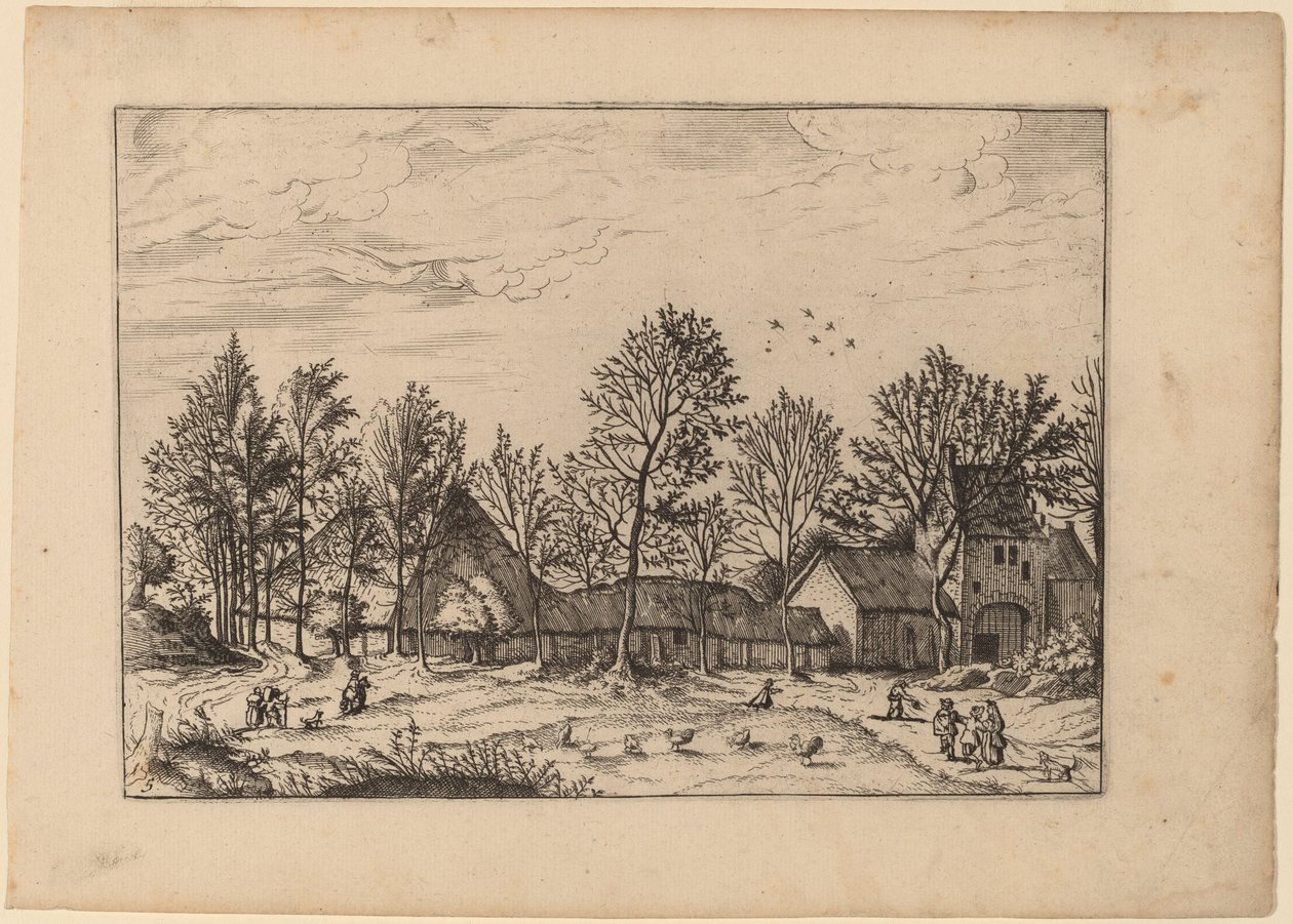 Farma s bránou od Johannes and Lucas van Doetechum after Master of the Small Landscapes